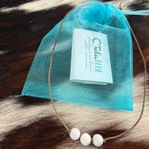 New authentic triple knotted moonstone Tula blue Beaded Necklace